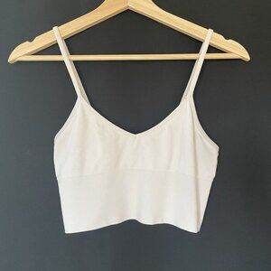 White  V-Neck bra top unlined unpadded casual comfortable bralette workout